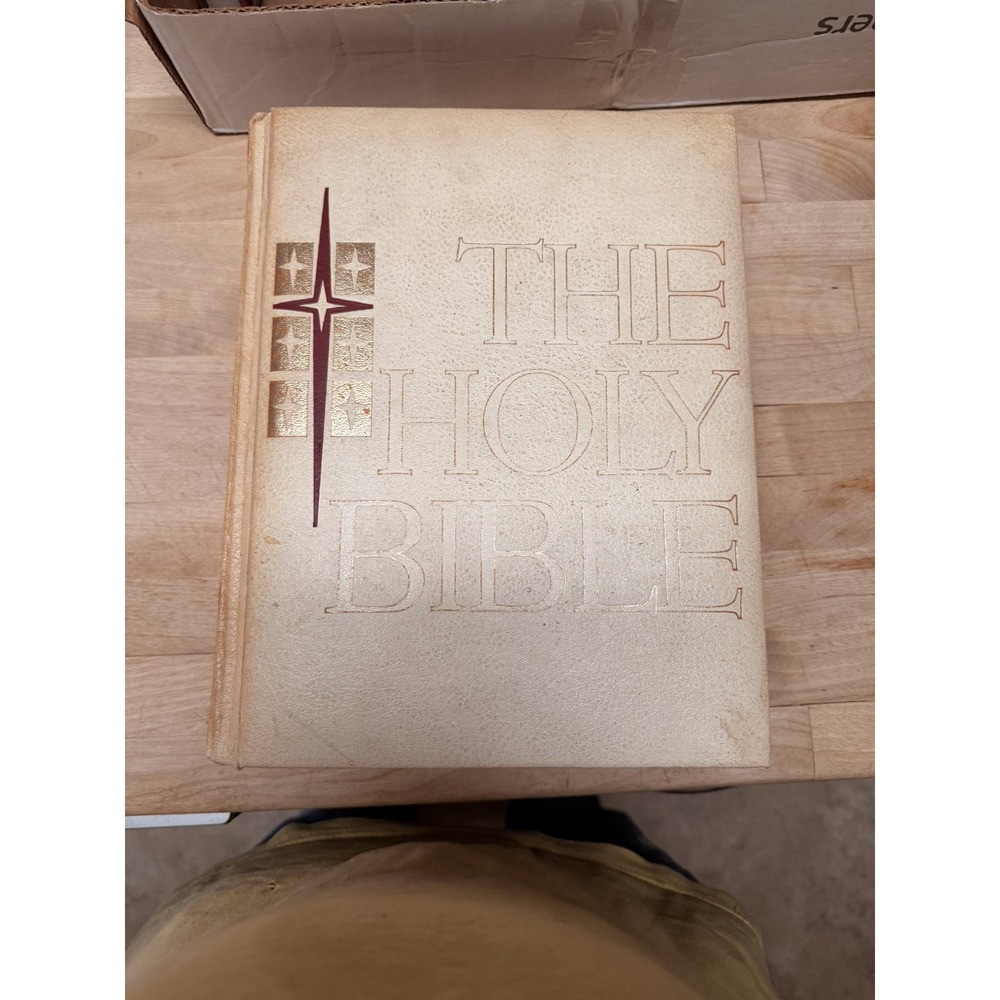 The Holy Bible White Leather Gold Embossed Catholic Confraternity Text